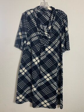 R&K Womens Black &‎ White Plaid A-line Sweater-dress Size 14 Knit Lightweight